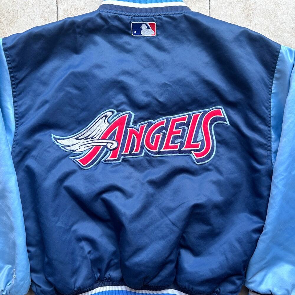 Anaheim Angels 90s STARTER satin DISNEY Wing Diamond jacket M navy blue MLB vtg